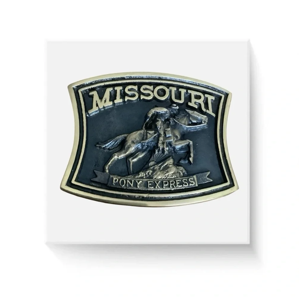 Vintage Registered #JO-02580 1980 Pony Express Belt Buckle